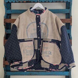HANDMADE Vintage Plant the Seed Quilt Jacket, Sz L